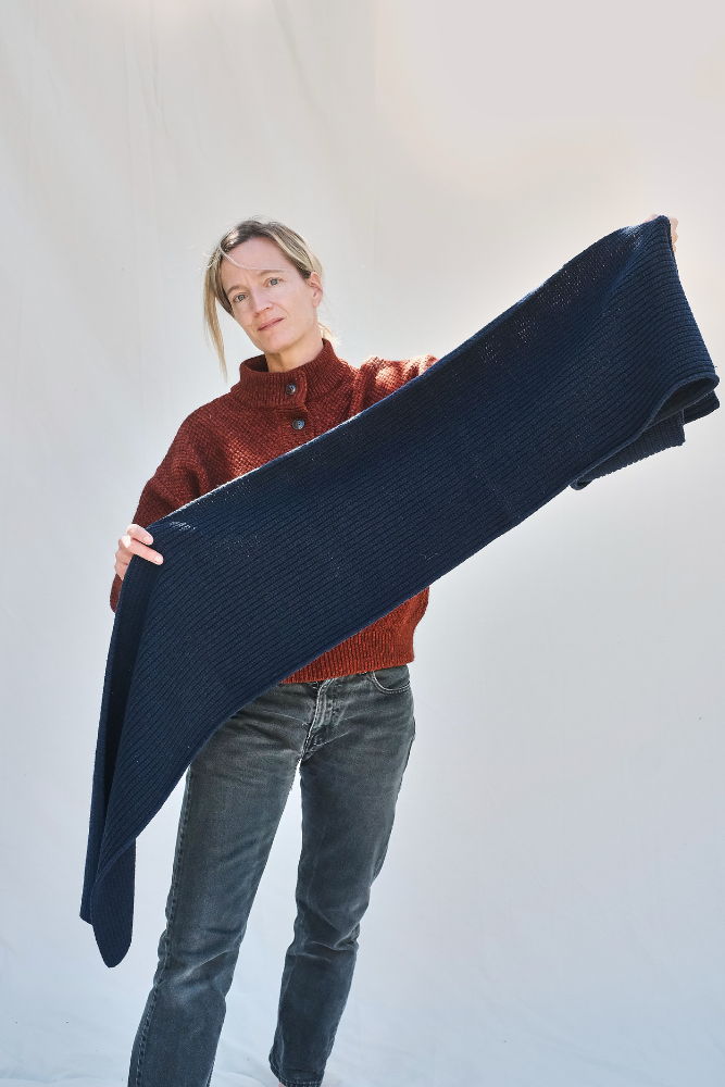 Item #180 - CAMILLE Wool Scarf - Navy