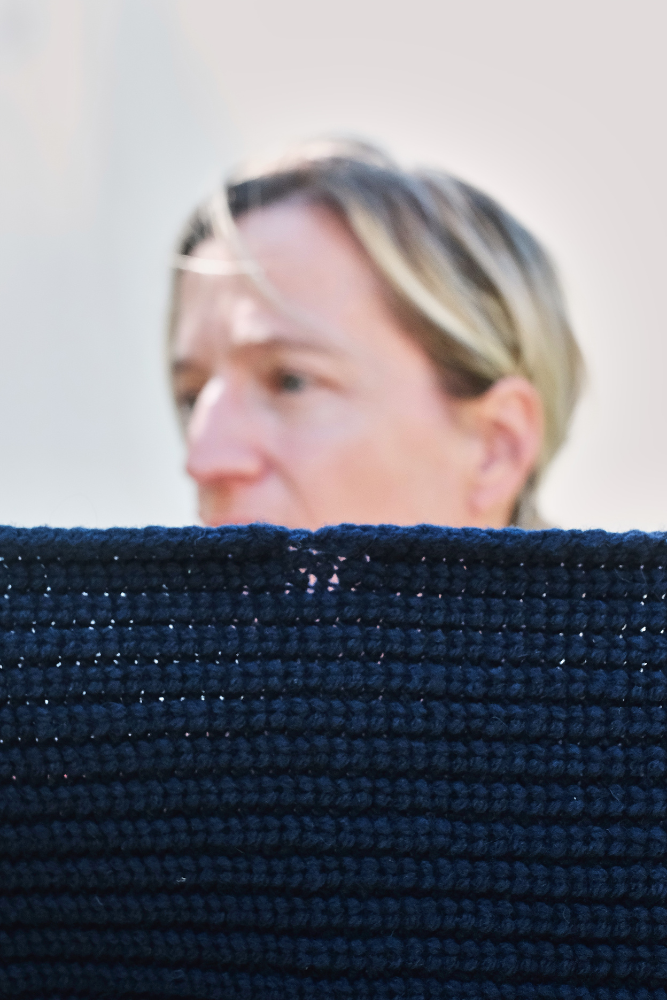 Item #180 - CAMILLE Wool Scarf - Navy