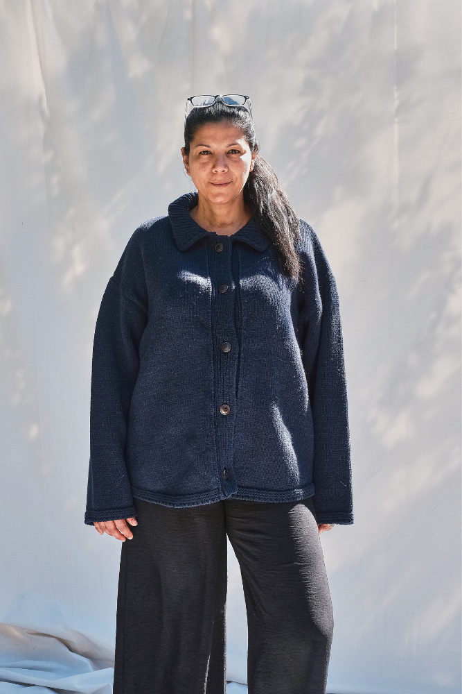 Item #186 - CALAMITY Knit Jacket in Merino Wool - Navy blue