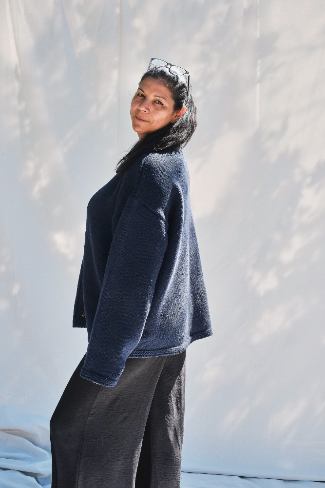 Item #186 - CALAMITY Knit Jacket in Merino Wool - Navy blue
