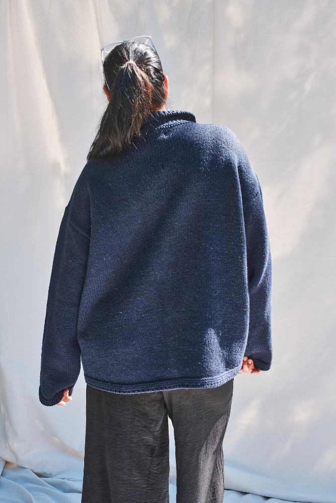 Item #186 - CALAMITY Knit Jacket in Merino Wool - Navy blue
