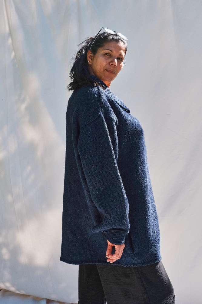 Item #188 - CALAMITY Knit Jacket in Merino Wool - Navy blue