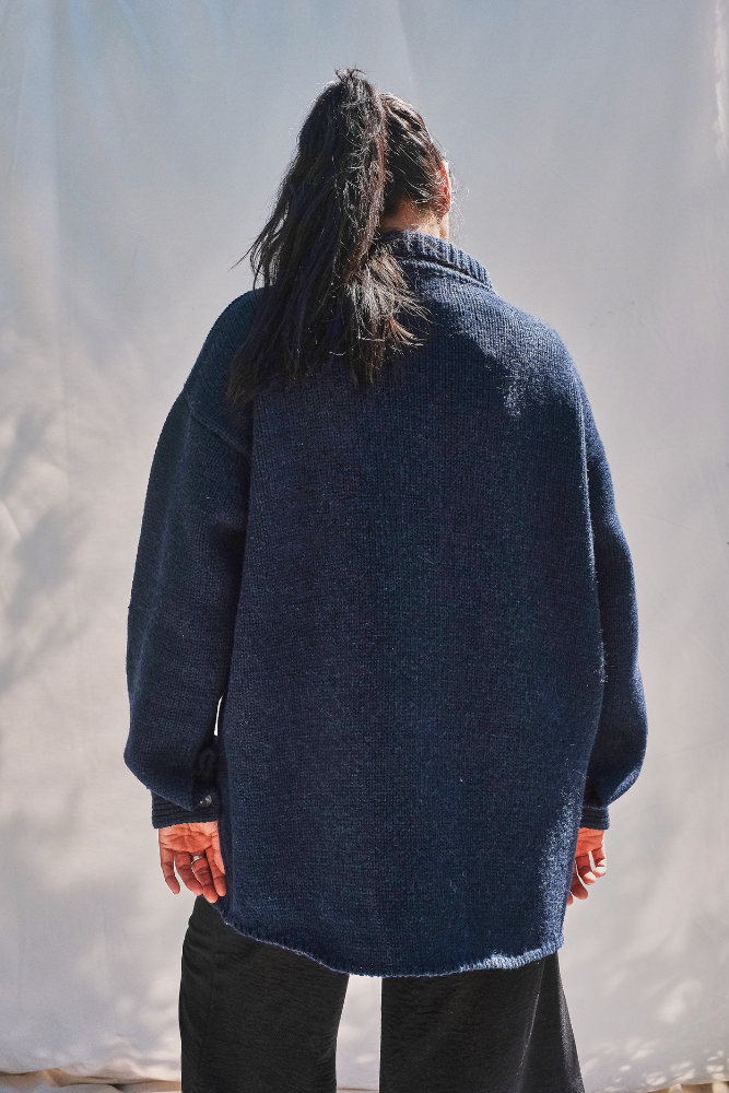 Item #188 - CALAMITY Knit Jacket in Merino Wool - Navy blue