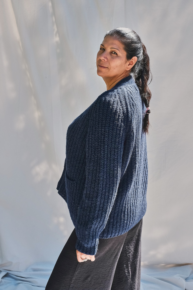 Item #191 - MIREILLE Merino Wool Cardigan - Navy blue