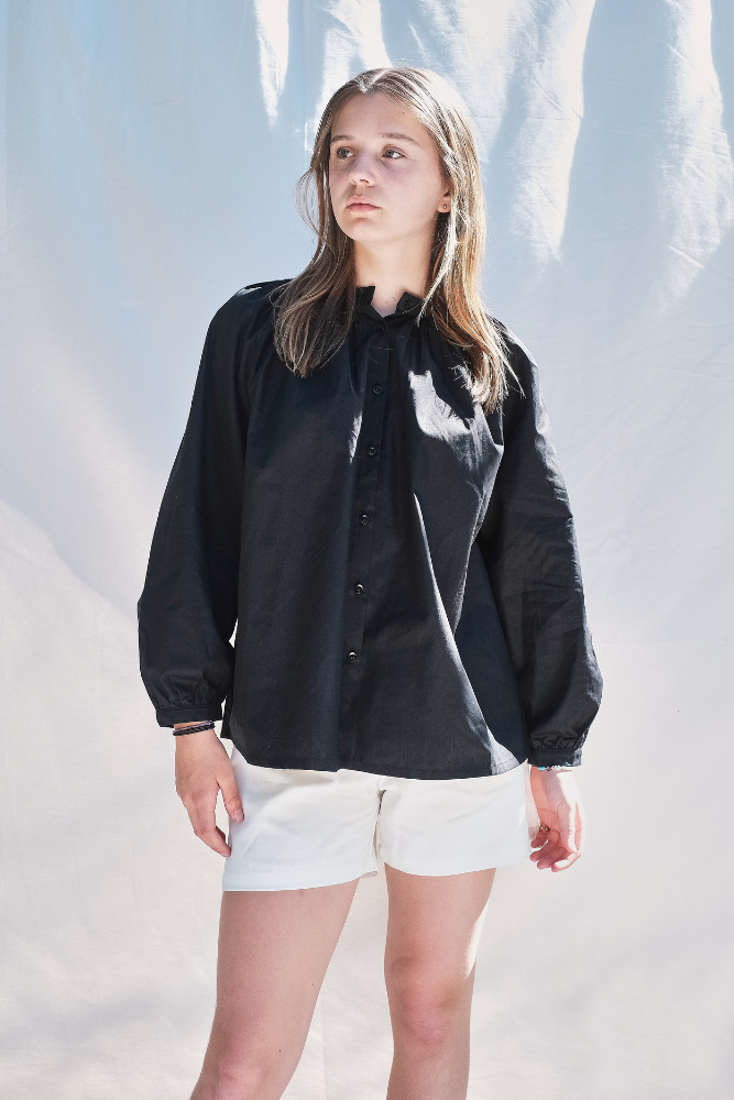 Item #214 - YVONNE Cotton Shirt - Black