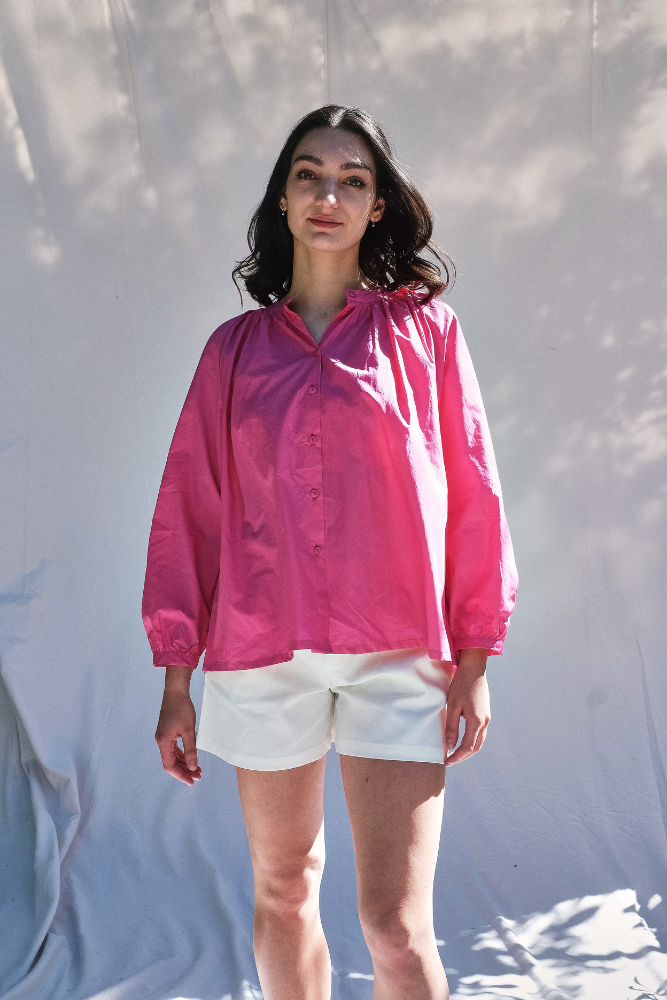 Item #215 - YVONNE Cotton Shirt - Fuchsia