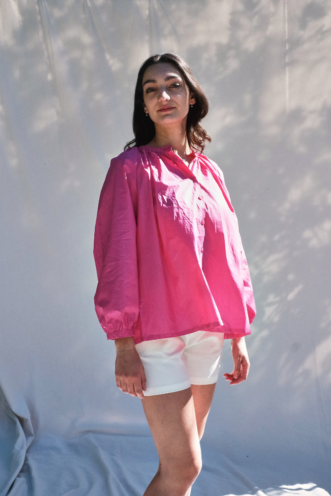 Item #215 - YVONNE Cotton Shirt - Fuchsia