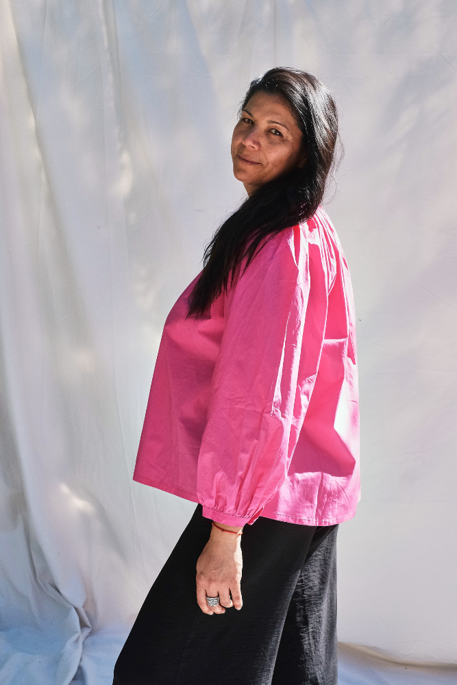 Item #219 - YVONNE Cotton Shirt - Fuchsia