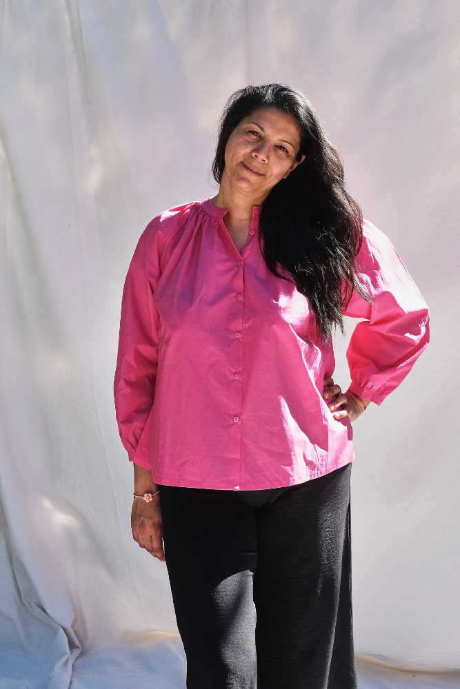 Item #219 - YVONNE Cotton Shirt - Fuchsia