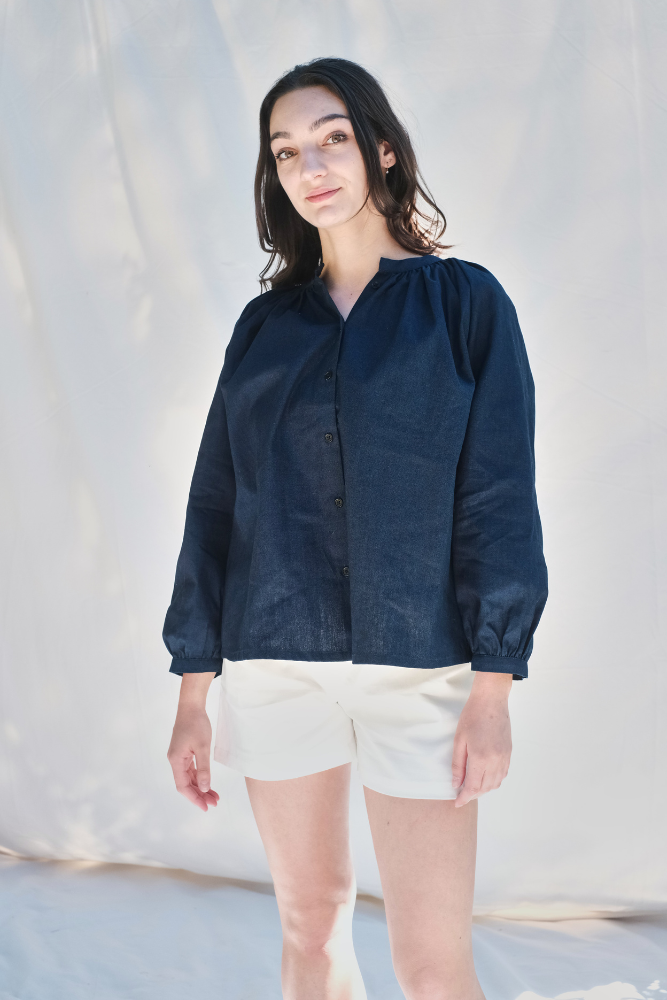 Item #229 - YVONNE Cotton Shirt - Indigo
