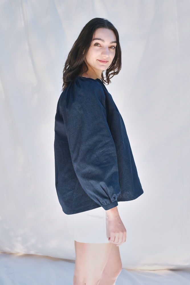 Item #229 - YVONNE Cotton Shirt - Indigo