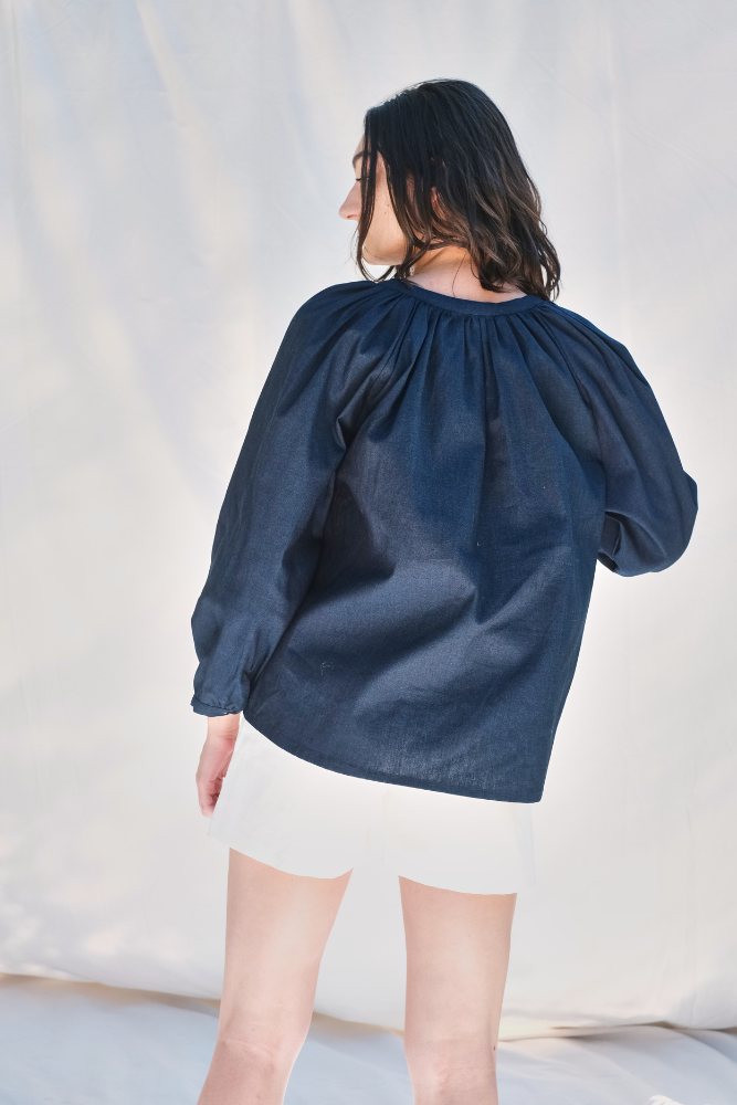 Item #229 - YVONNE Cotton Shirt - Indigo