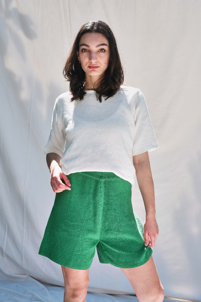 Item #23 JANE Cotton Shorts- Hollywood green.