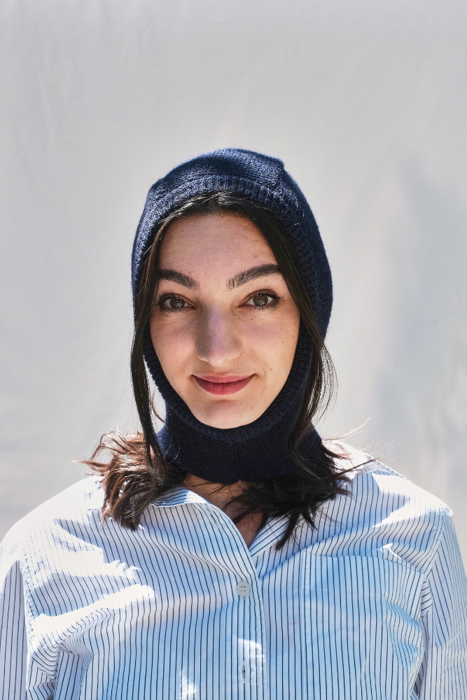 Item #240 - JACQUELINE Hood in Alpaca Wool - Navy blue