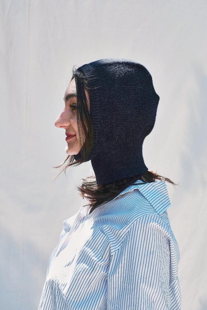 Item #240 - JACQUELINE Hood in Alpaca Wool - Navy blue