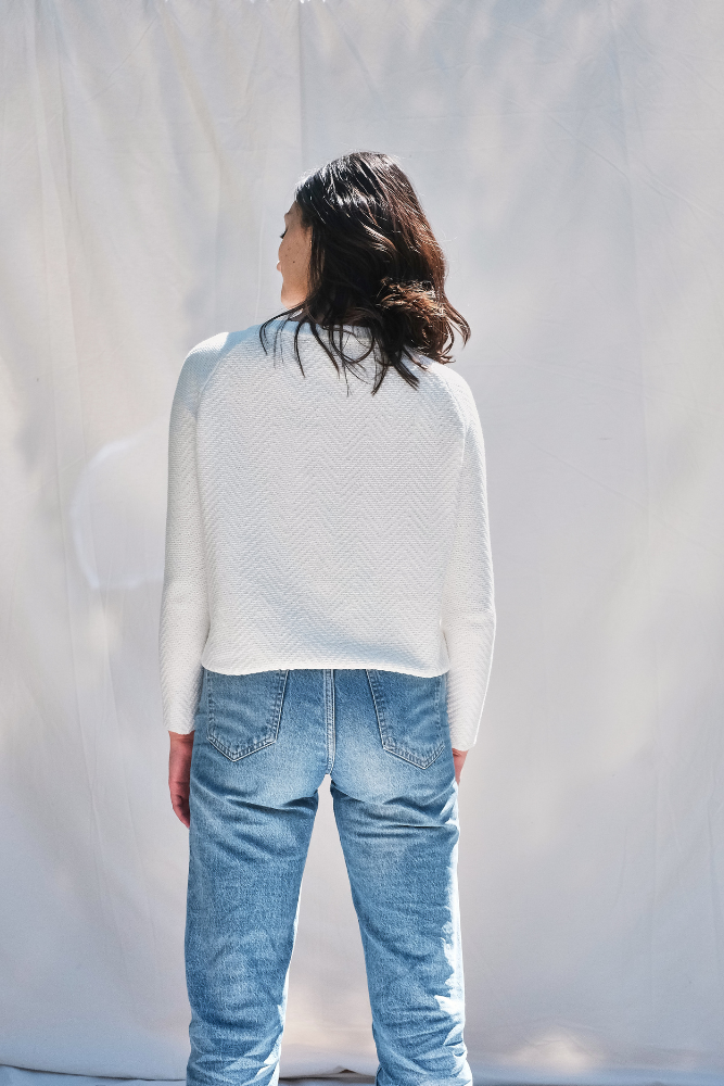 Item #248 - VALÉRIE Cropped Cardigan in Organic Cotton - Off-White