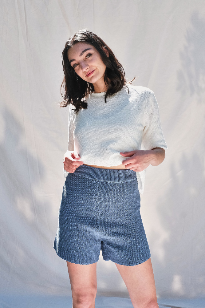 Item #25 JANE Cotton Shorts in Organic Cotton - Dusk Blue