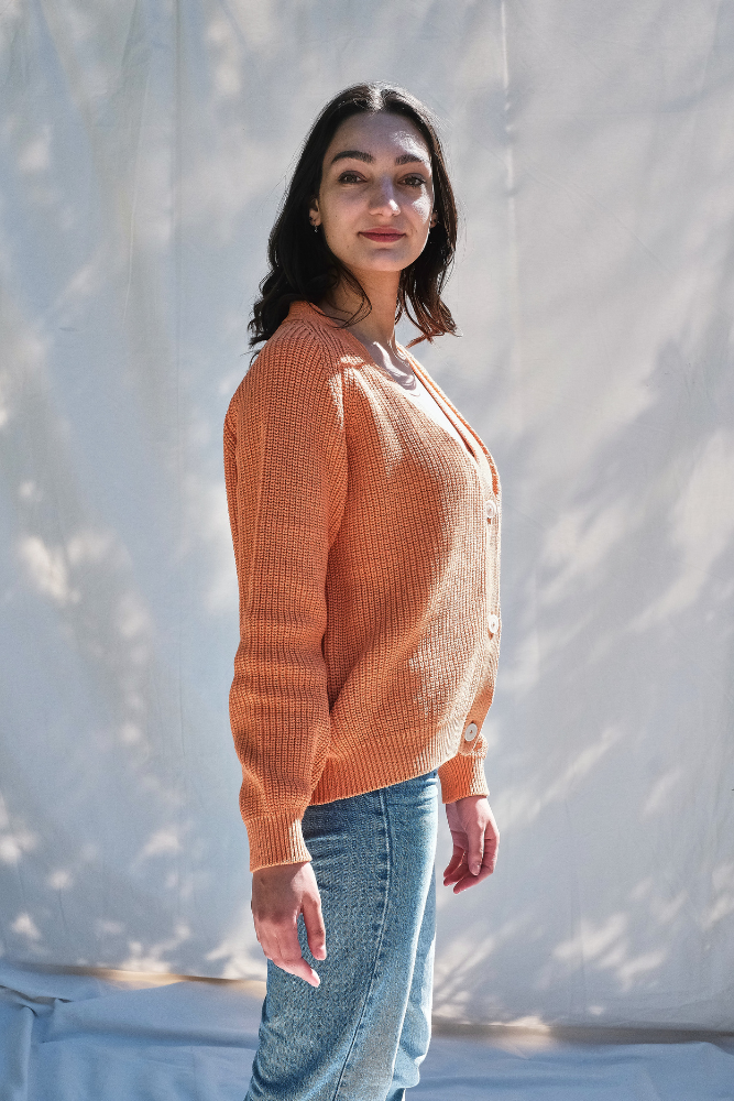 Item #281 - ANNA V-Neck Cardigan in Organic Cotton - Melon