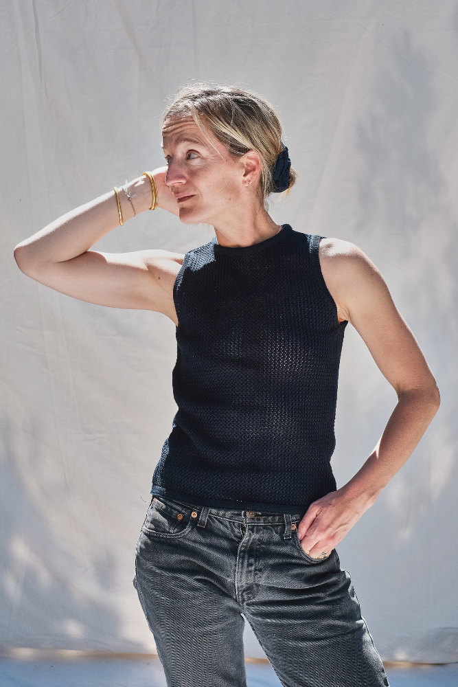 Item #30A OCTAVIE Cotton Top- Navy blue