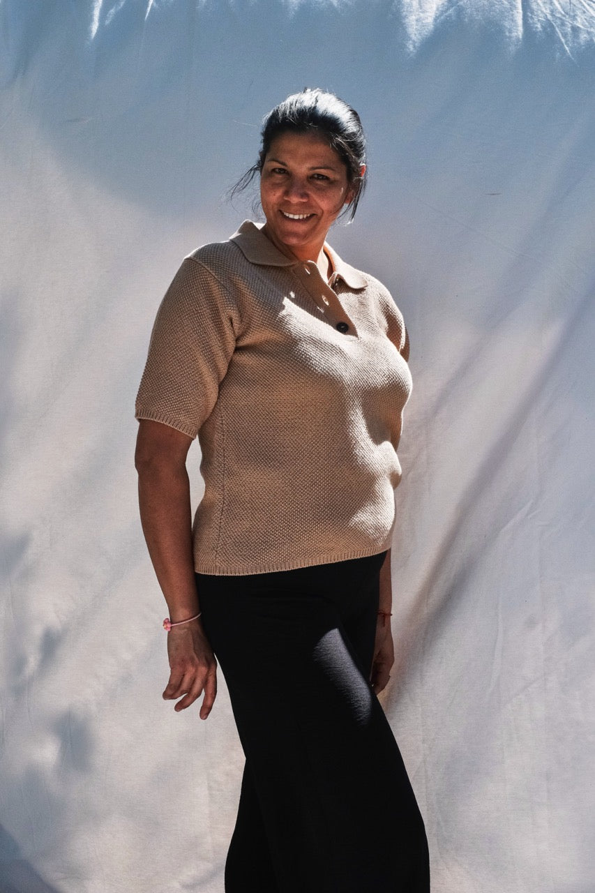 Item #267 - ÉDITH Cotton Polo - Cappuccino