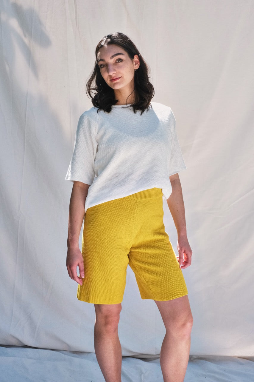 Item #3 ALEXANDRA Knitted Bermuda in Organic Cotton- Buttercup