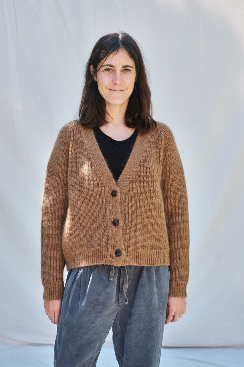 Item #53 - ANNA V-Neck Cardigan in Merino-Mohair Wool - Camel