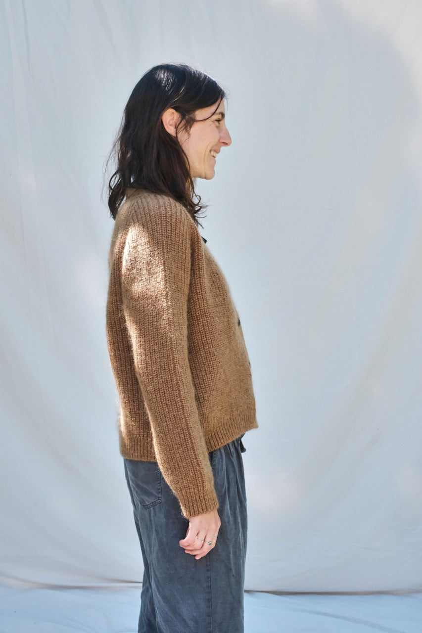 Item #53 - ANNA V-Neck Cardigan in Merino-Mohair Wool - Camel