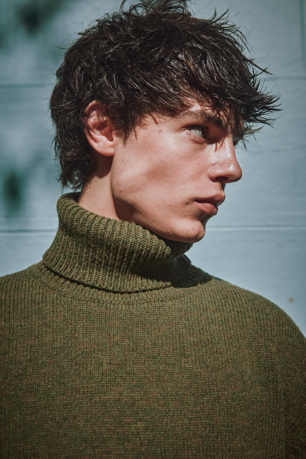 JACQUES Men Turtleneck Sweater in Merino Wool - Olive Green