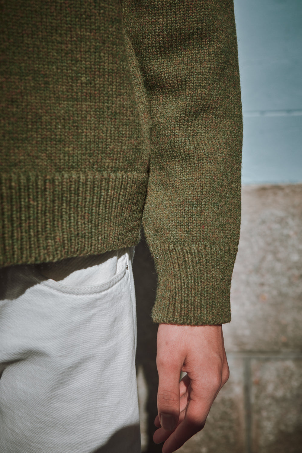 JACQUES Men Turtleneck Sweater in Merino Wool - Olive Green