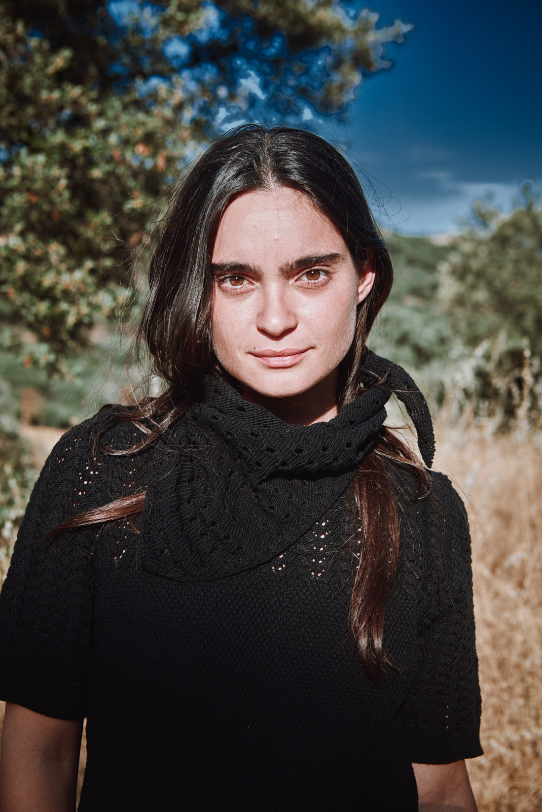 JASMINE Bandana Scarf in Organic Cotton - Black - L'ENVERS