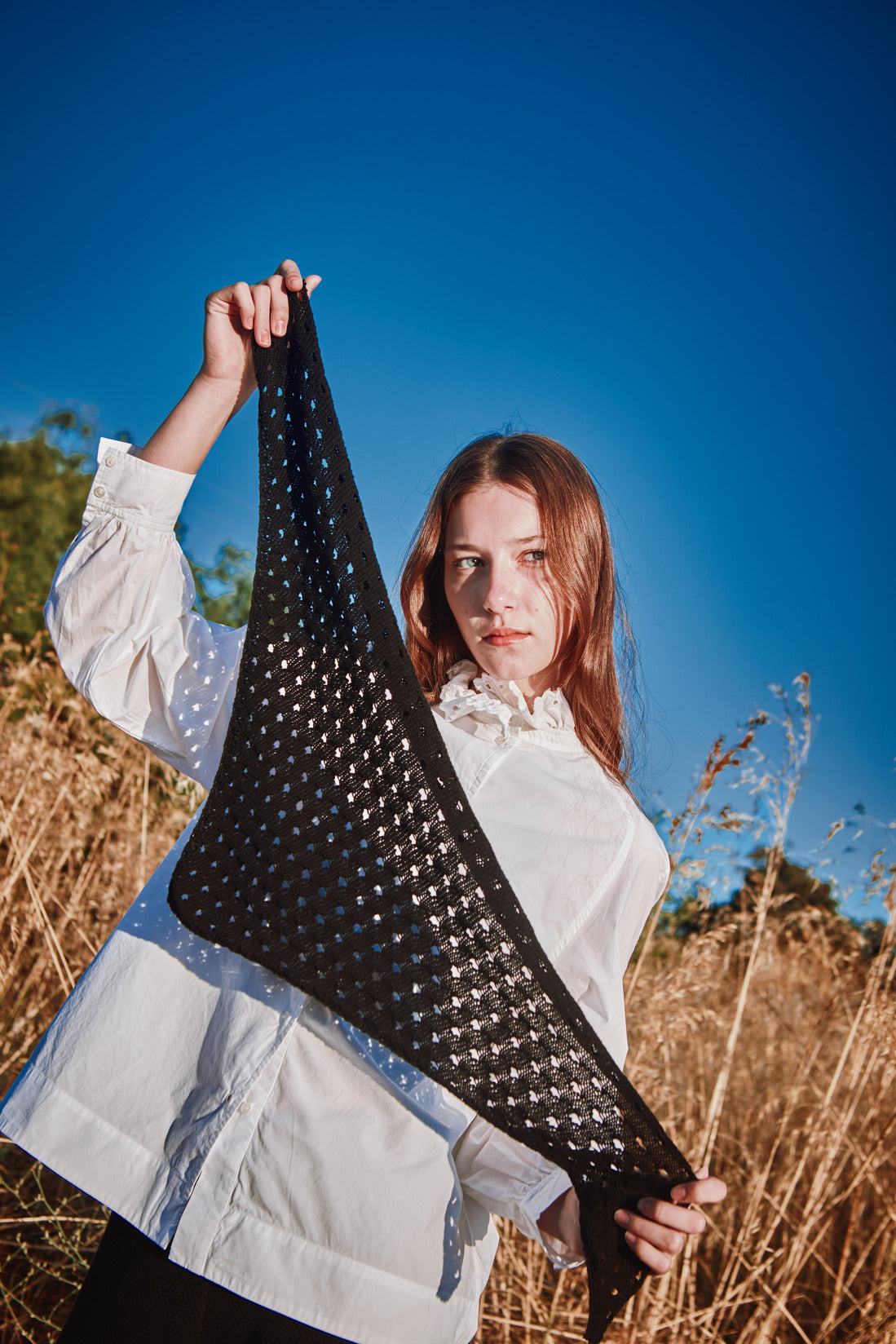 JASMINE Bandana Scarf in Organic Cotton - Black - L'ENVERS