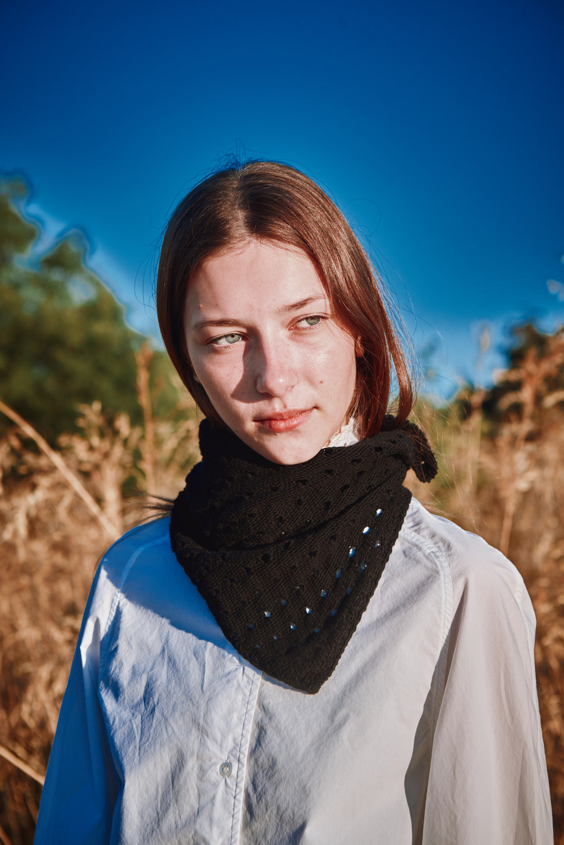 JASMINE Bandana Scarf in Organic Cotton - Black