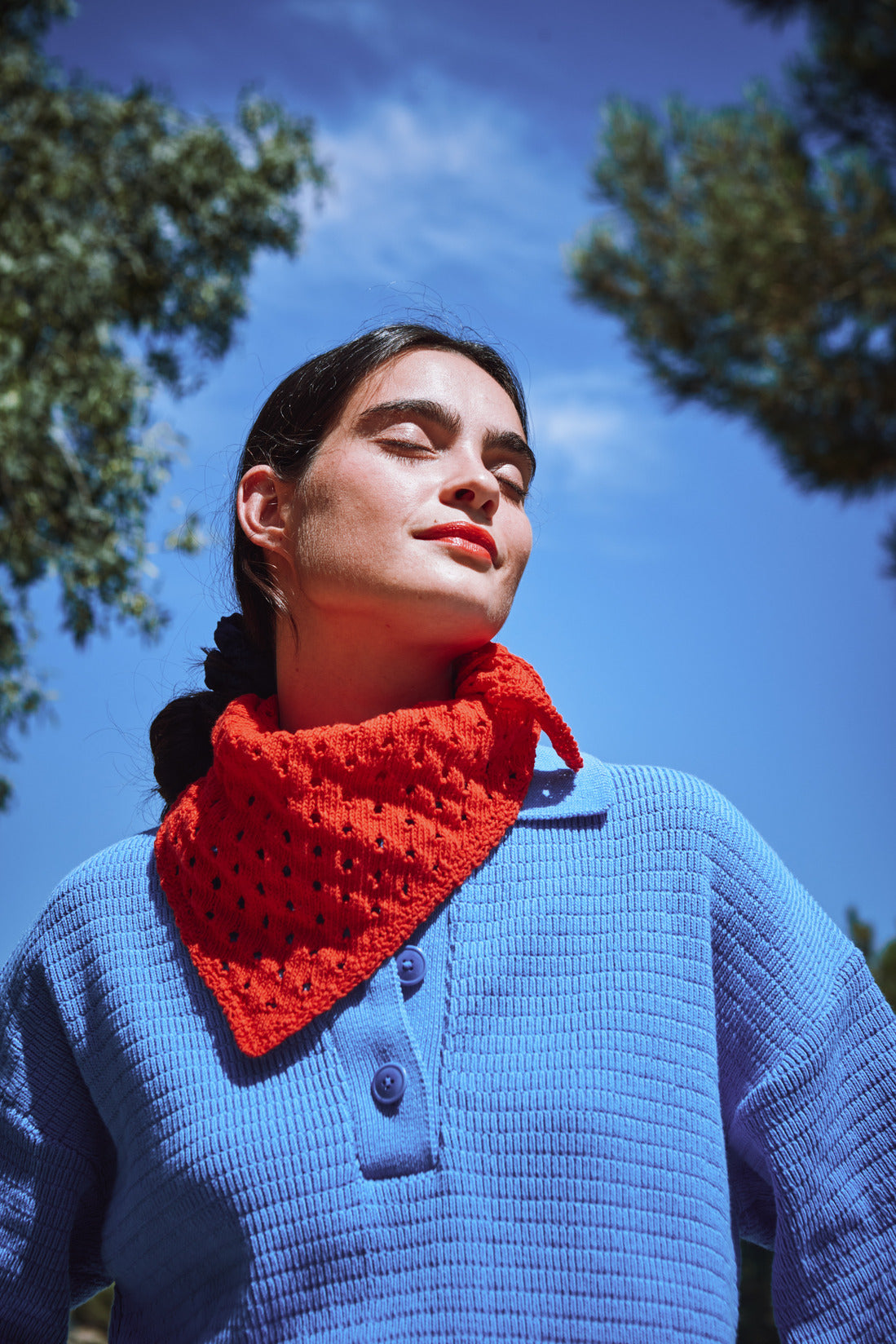 JASMINE Bandana Scarf in Organic Cotton - Red