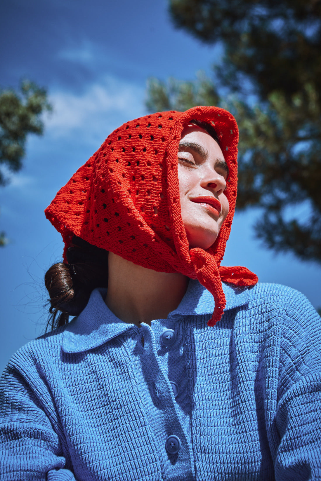 JASMINE Bandana Scarf in Organic Cotton - Red - L'ENVERS