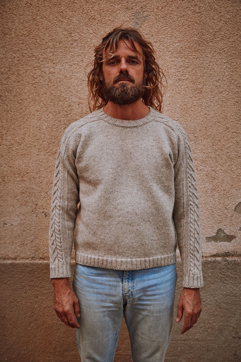 JOSEPH Unisex Cable Sweater in Merino Wool - Beige | L'Envers