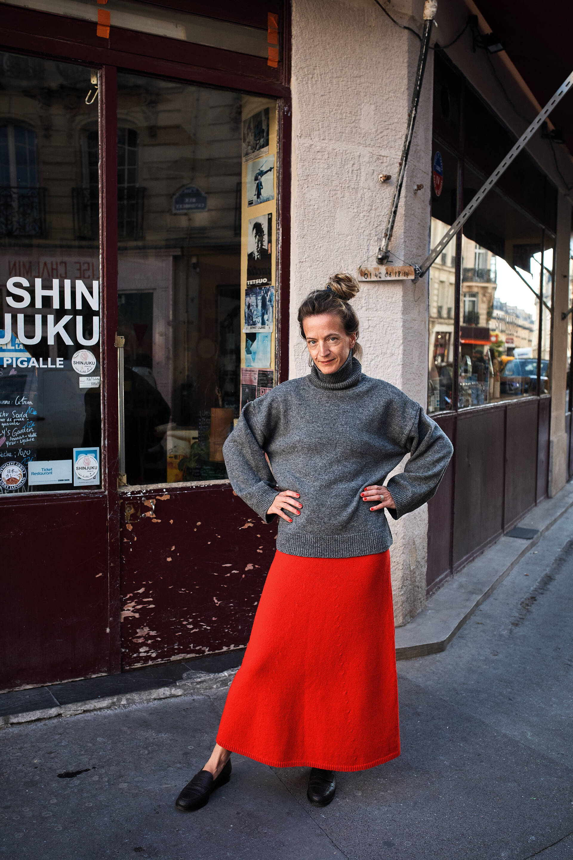 AUGUSTINE Flare Skirt in Merino Wool Red