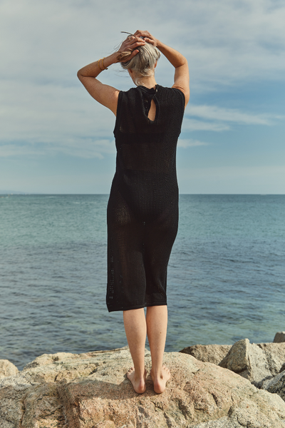  KATI Sleeveless Maxi Dress in Organic Cotton - Black - L'Envers