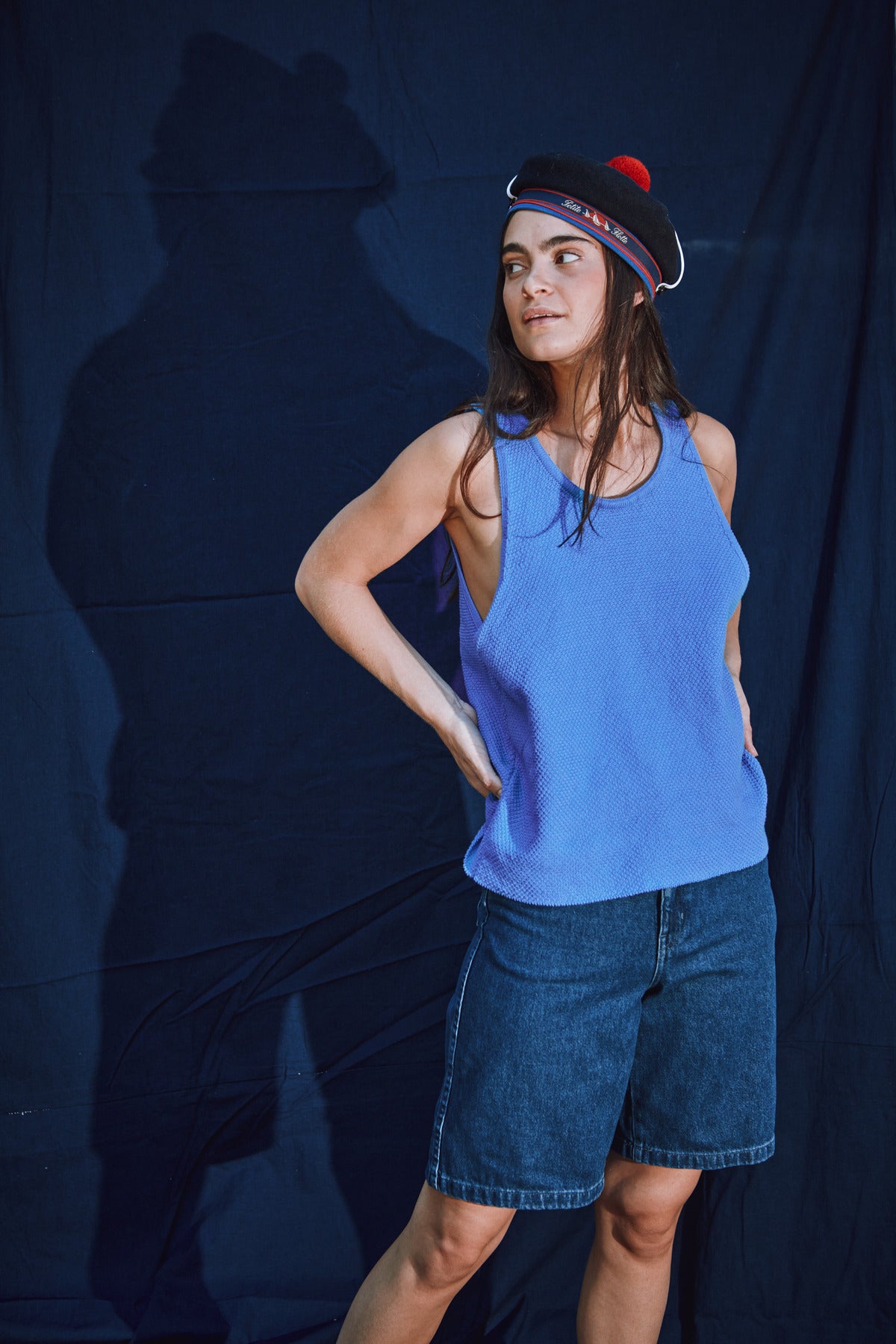 LARA Débardeur en coton biologique - Bleu cyan