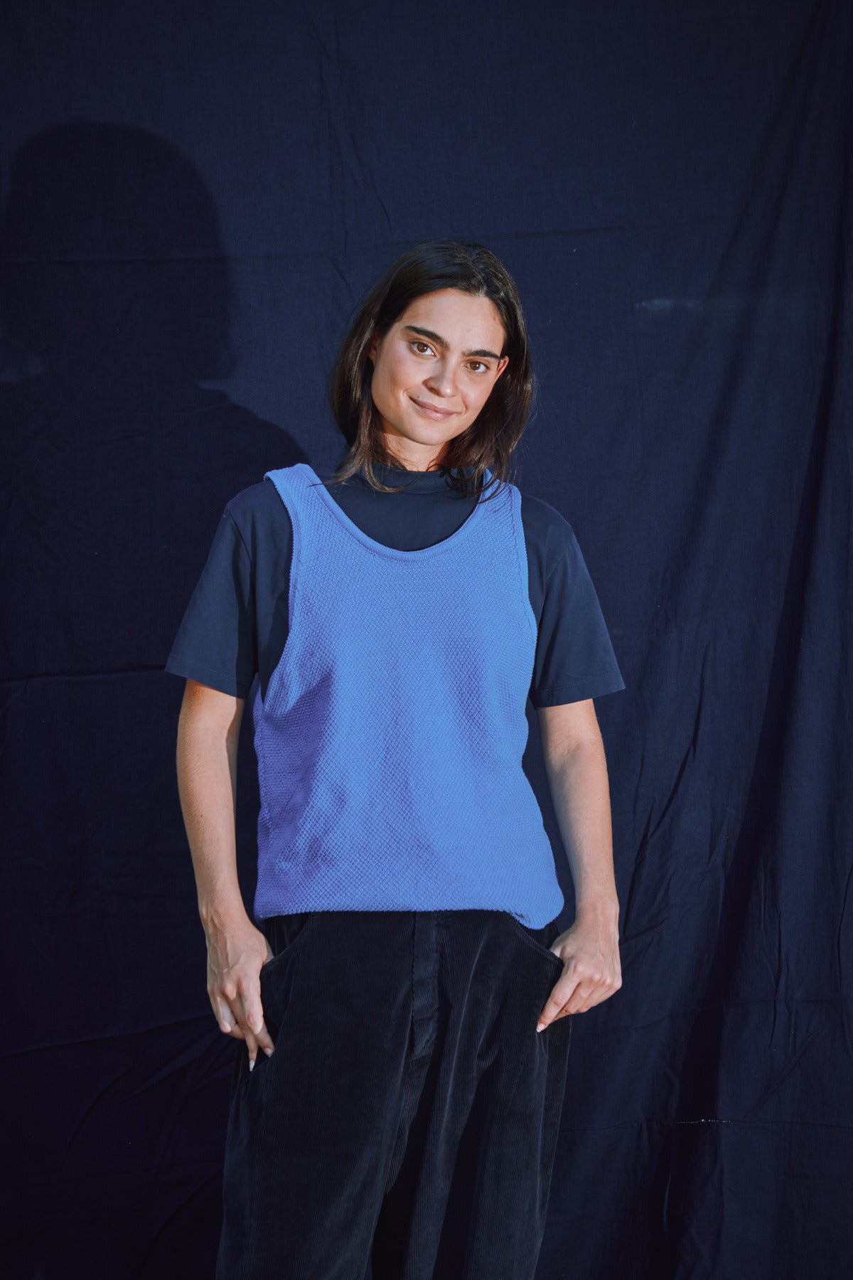 LARA Débardeur en coton biologique - Bleu cyan