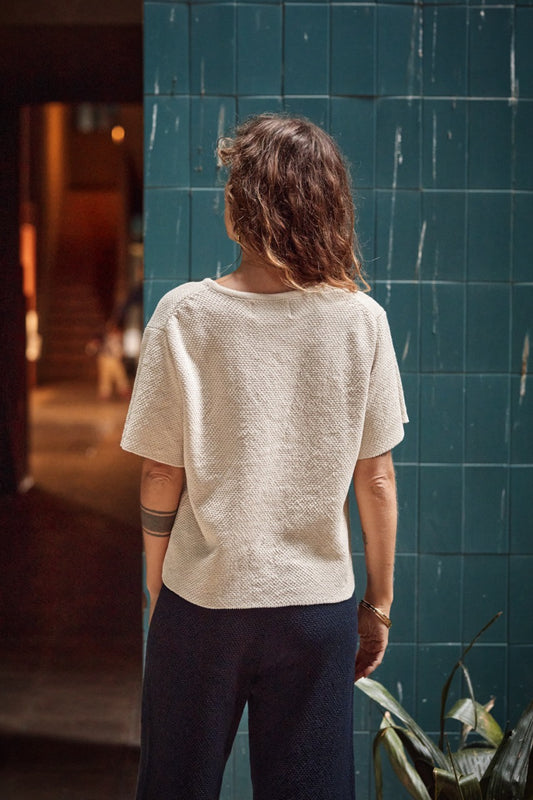 Léa 100% Organic Cotton Tee in off white - L'Envers