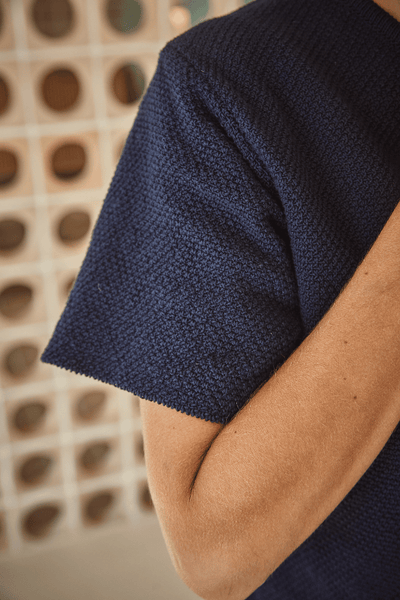 LÉA Short-Sleeve Tee in Navy Blue Organic Cotton - L'Envers