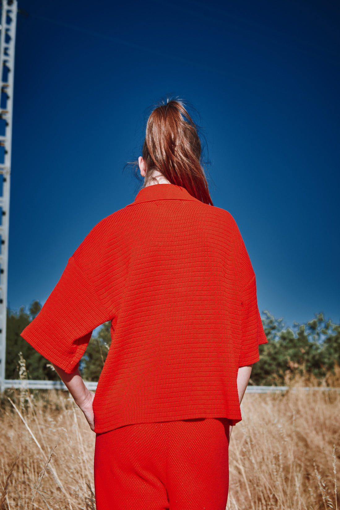 LILI Polo oversize en coton bio - Rouge