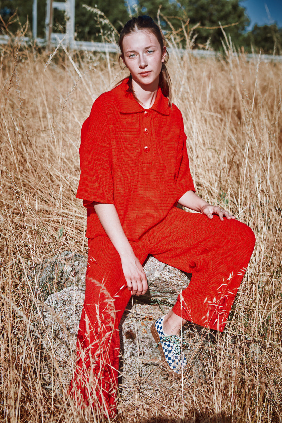 LILI Polo oversize en coton bio - Rouge