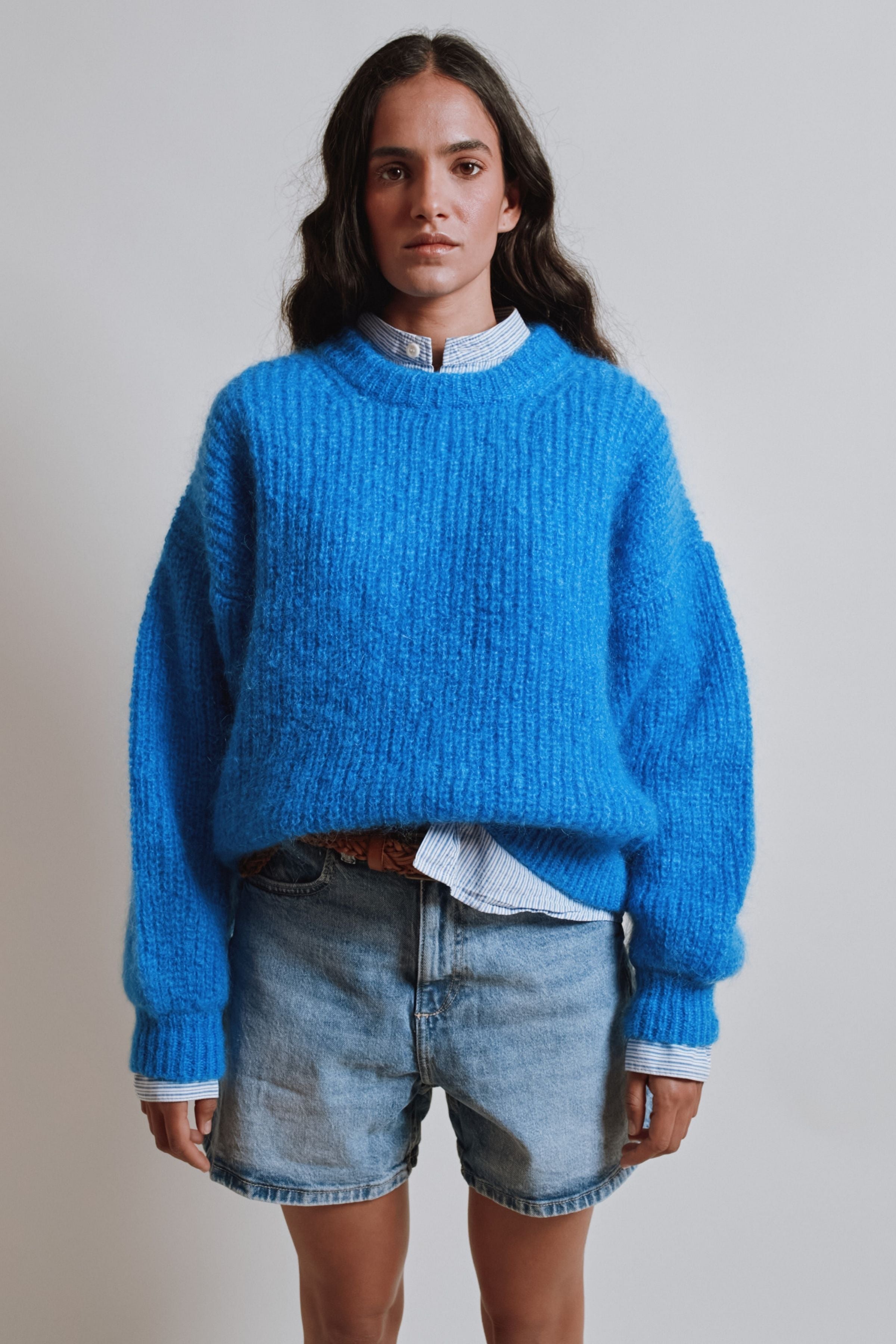 LUCIE Batwing Sweater in Mohair Wool - Cobalt Blue