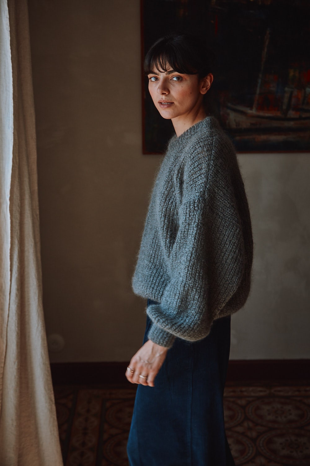 LUCIE Batwing Sweater in Mohair Wool - Ash Grey, 100% cruelty-free and sustainable knitwear - L'envers