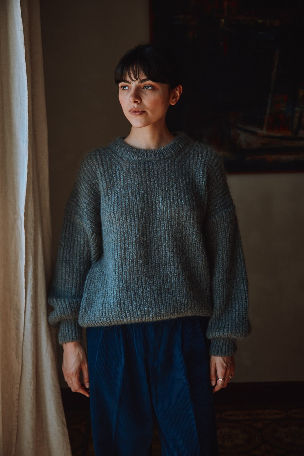 LUCIE Batwing Sweater in Mohair Wool - Ash Grey, 100% cruelty-free and sustainable knitwear - L'envers