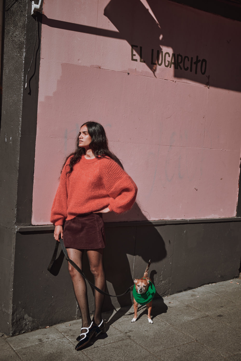 LUCIE Batwing Sweater in Mohair Wool - Coral