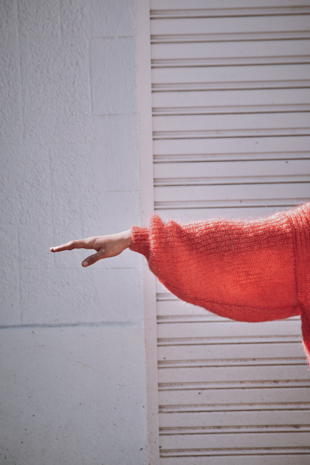 LUCIE Batwing Sweater in Mohair Wool - Coral