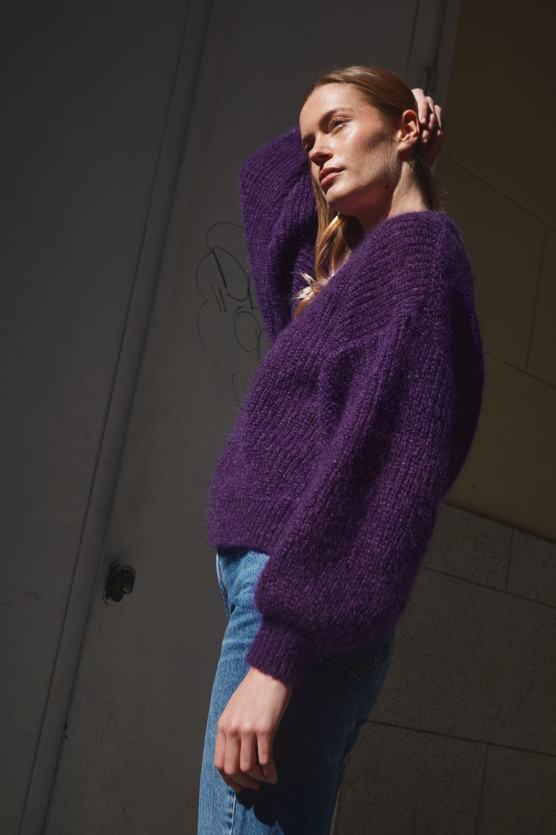 Purple Mohair Wool Sweater – Oversized Batwing | L'Envers