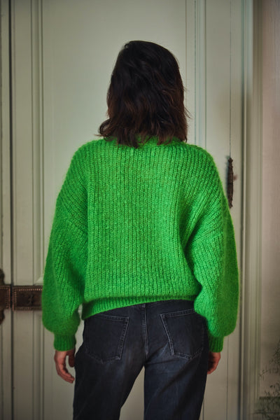 LUCIE Sweater - 100% Cruelty Free Merino mohair Wool in Green Parrott- Spanish Merino Wool sweater - L'Envers